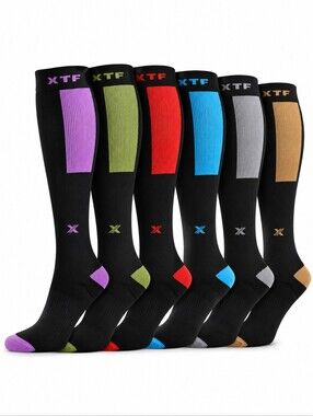 XTF Copper Compression Socks 6-Pack Knee High L/XL